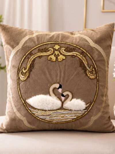 The Swan Embroidered Cushion Cover - Set of 2 covers – SOLD OUT