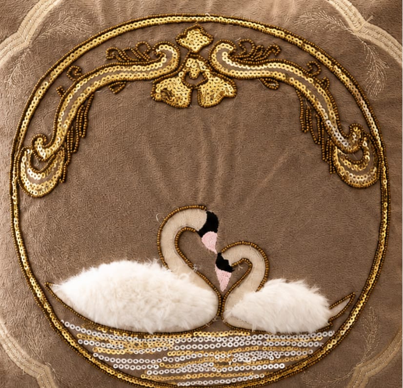The Swan Embroidered Cushion Cover - Set of 2 covers – SOLD OUT - Image 3