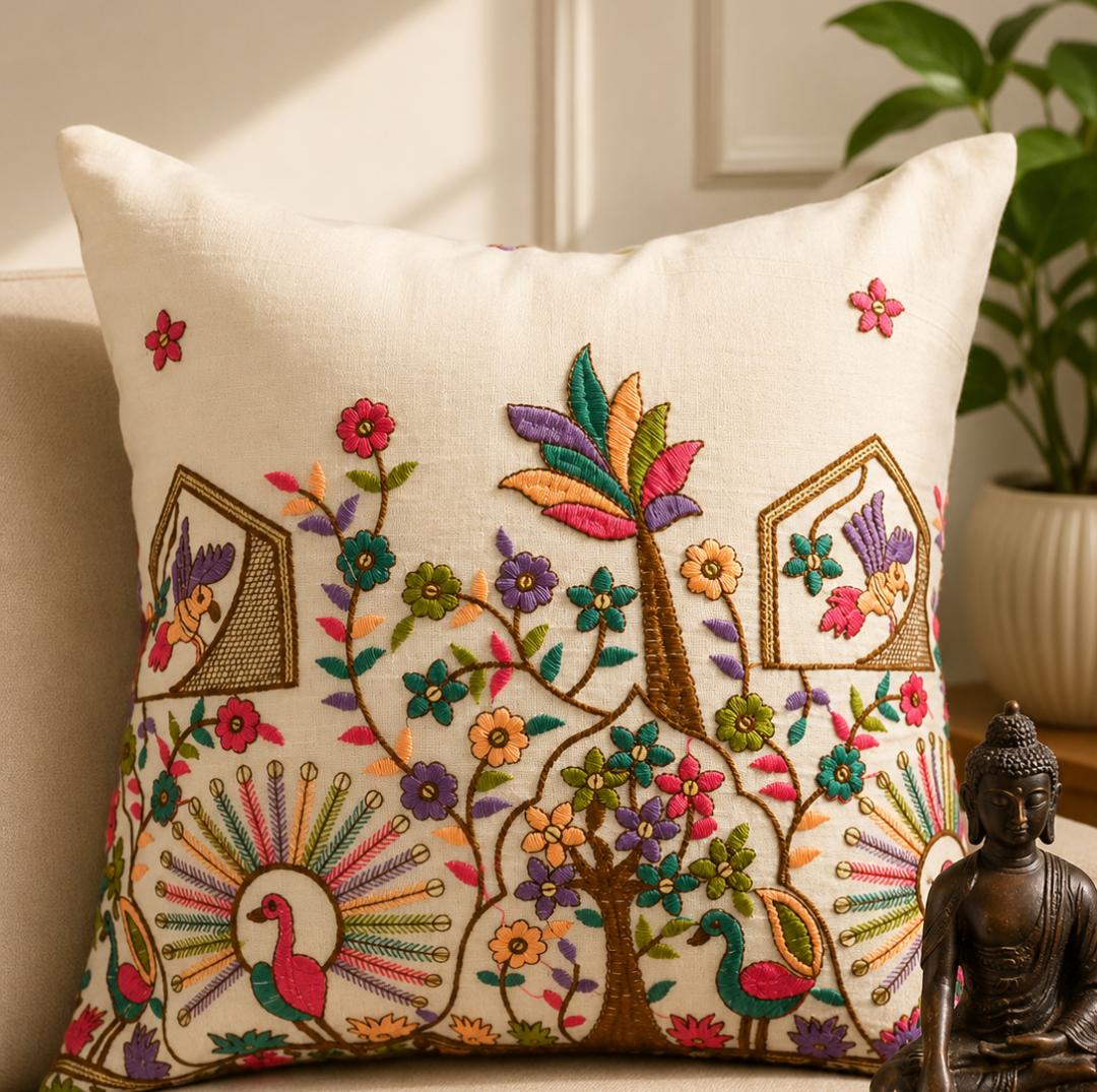 Pioneer Forest with Peacock embroidered Cushion Cover - Set of 5 covers – SOLD OUT