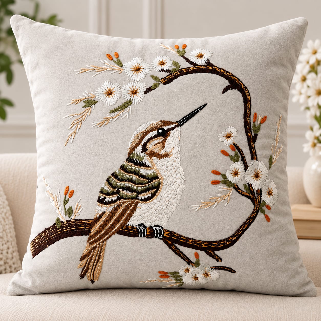 Woodpecker embroidered Cushion Cover - Set of 2 covers – SOLD OUT